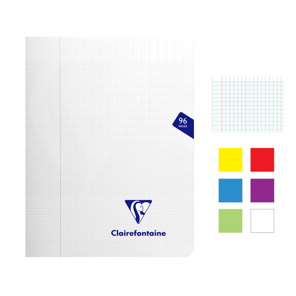 Lot de 6 cahiers - 17x22(cm) - Grands carreaux - 96 pages - couverture en polypro - sans spirale - Clairefontaine - Mimesys