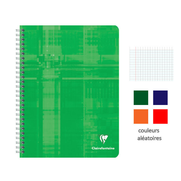 Cahier - 17x22(cm) - Grands carreaux - 100 pages - couverture en carton vert - à spirale - Clairefontaine