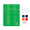 Cahier - 17x22(cm) - Grands carreaux - 100 pages - couverture en carton vert - à spirale - Clairefontaine