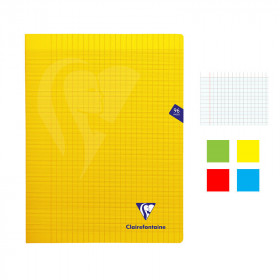 Lot de 4 cahiers - 24x32(cm) - Grands carreaux - 96 pages - couverture en polypro - sans spirale - Clairefontaine - Mimesys