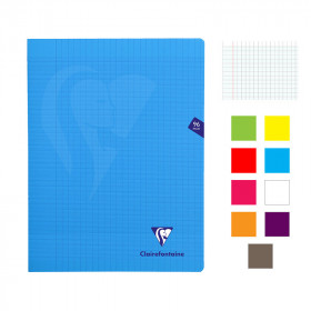 Lot de 9 cahiers - 24x32(cm) - Grands carreaux - 96 pages - couverture en polypro - sans spirale - Clairefontaine - Mimesys