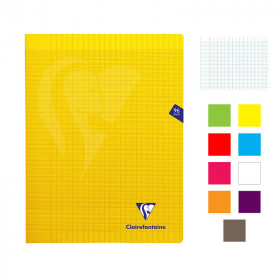 Lot de 9 cahiers - 24x32(cm) - Grands carreaux - 96 pages - couverture en polypro - sans spirale - Clairefontaine - Mimesys