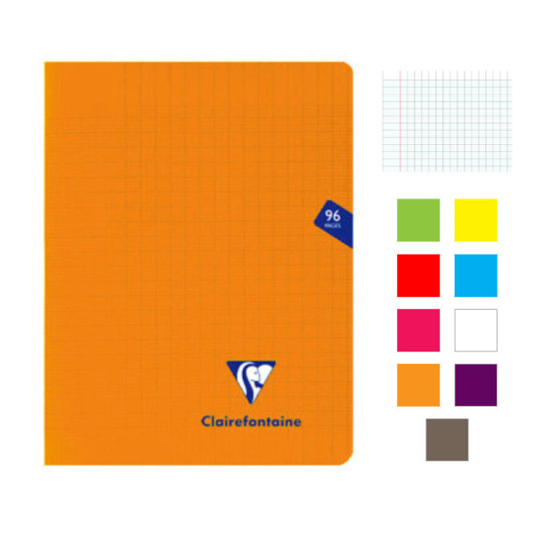 Lot de 9 cahiers - 24x32(cm) - Grands carreaux - 96 pages - couverture en polypro - sans spirale - Clairefontaine - Mimesys