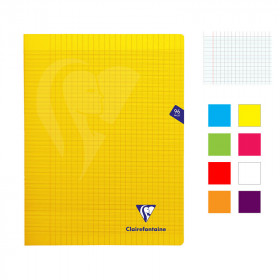 Lot de 8 cahiers - 24x32(cm) - Grands carreaux - 96 pages - couverture en polypro - sans spirale - Clairefontaine - Mimesys