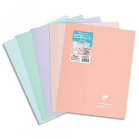 Lot de 5 cahiers - 24x32(cm) - Grands carreaux - 96 pages - couverture en polypro - sans spirale - Clairefontaine - Koverbook