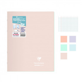 Lot de 5 cahiers - 24x32(cm) - Grands carreaux - 96 pages - couverture en polypro - sans spirale - Clairefontaine - Koverbook