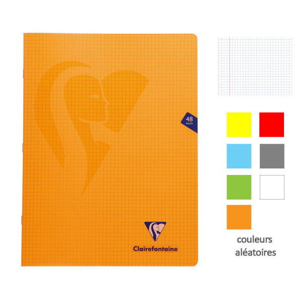 Cahier - 24x32(cm) - Petits carreaux - 48 pages - couverture en polypro - sans spirale - Clairefontaine - Mimesys