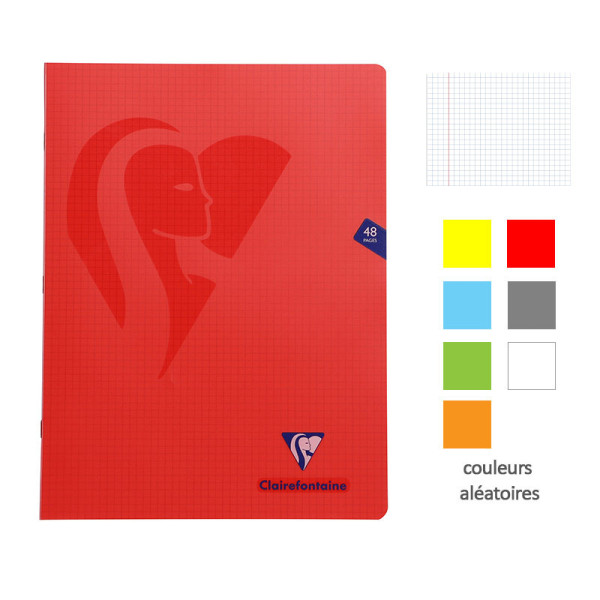 Cahier - 24x32(cm) - Petits carreaux - 48 pages - couverture en polypro - sans spirale - Clairefontaine - Mimesys