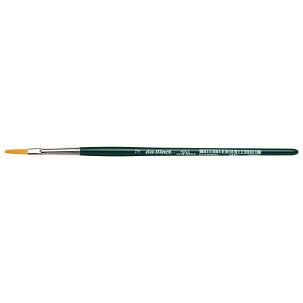 Pinceau Da Vinci Nova Série 1375 Taille 8 - Fibres Synthétiques Dorées, Manche Vert, Bague Argent - Pour Aquarelle, Acrylique, Loisirs Créatifs