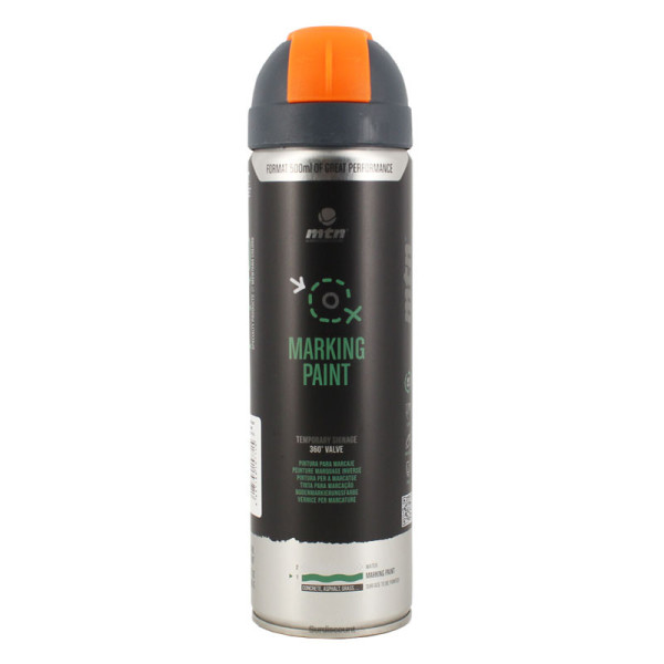 photo-Bombe de peinture de marquage au sol signalisation - Orange - MTN Pro - 500ml