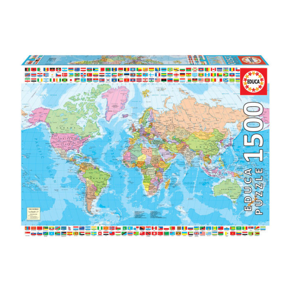 Puzzle Carte du monde politique 1 500 pièces - Educa | Artmania