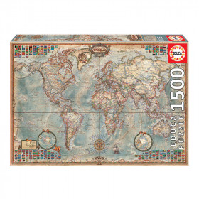 Puzzle Le Monde, Carte Politique 1 500 pièces - Educa | Artmania