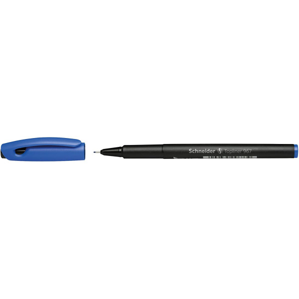 10 stylos feutres - Bleu - pointe fine - 0,4mm - Topliner 967 - Schneider