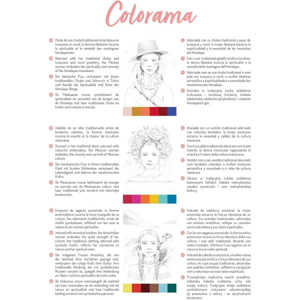 Bloc - Coloriages - Adulte - Portraits de femmes - A4 - 20 feuilles - 6 illustrations - Clairefontaine