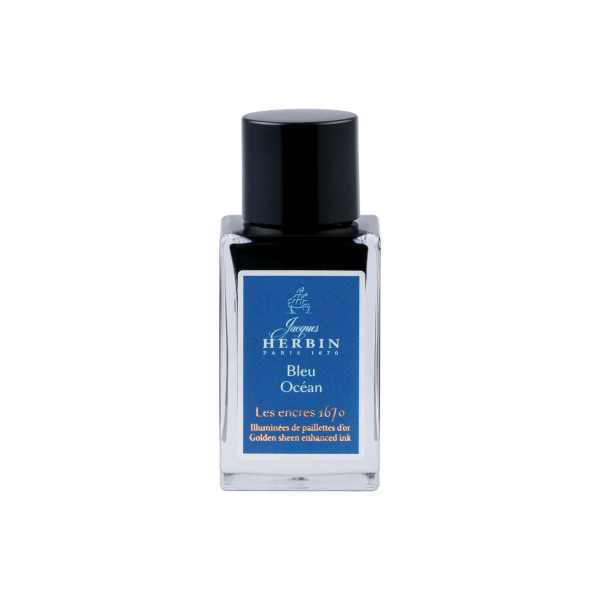 photo - Encre pour calligraphie - Bleu Océan  - Les encres 1670 - Herbin - Flacon 15ml