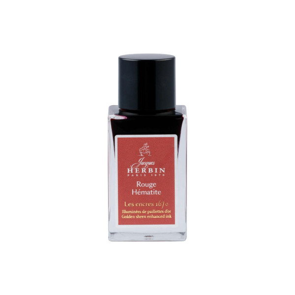 photo - Encre pour calligraphie - Rouge Hématite  - Les encres 1670 - Herbin - Flacon 15ml