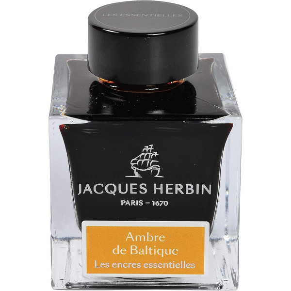 Encre pour calligraphie - Ambre de Baltique - Les encres essentielles - Herbin - Flacon 50ml