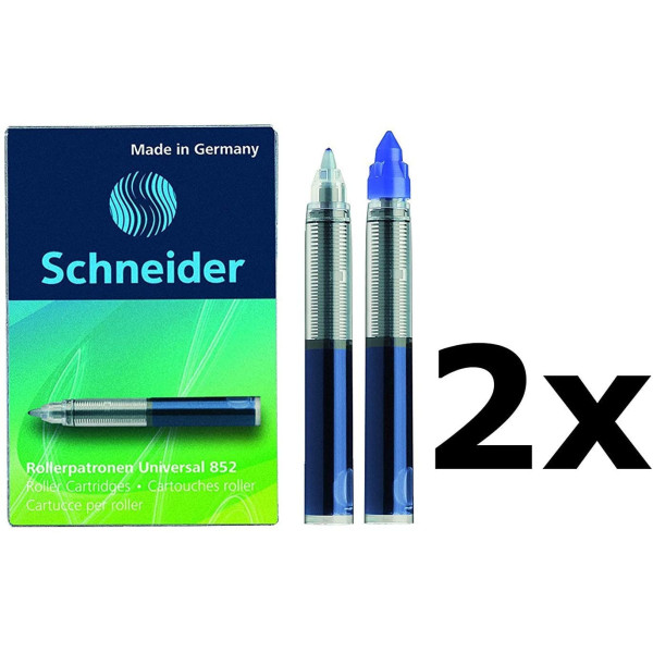 2 boîtes de 5 cartouches d'encre pour stylo roller - Bleu - Schneider - 852M