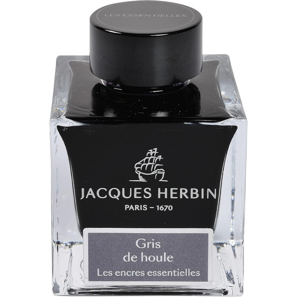 photo -Encre pour calligraphie - Gris de houle - Les encres essentielles - Herbin - Flacon 50ml