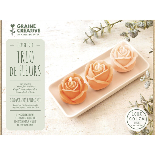 photo - Kit créatif - Créer des bougies - Senteur florale et boisée - Trio de fleurs - Graine créative