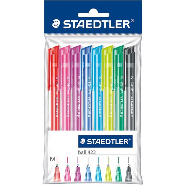photo-8 stylos à bille - Pointe moyenne - Couleurs assorties - Staedtler Ball 423