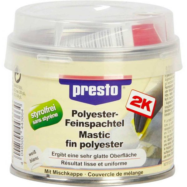 photo-Mastic de rebouchage fin polyester - Pour le bois métal plastique - 250g - Presto