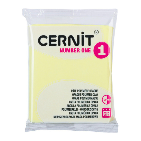 photo - Pâte polymère - Opaque - A cuire - Pâte à modeler - Jaune pastel - Bloc de 56g - Cernit - Number one