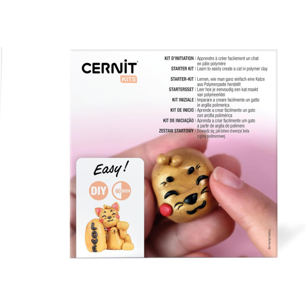 photo - Coffret - Pâte polymère - Création d'un chat - 4 pains de pâte 25g + outils + notice - Cernit