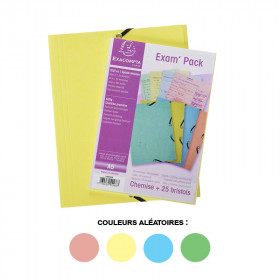 photo-25 fiches bristol et chemise de rangement - A5 - Petits carreaux - Couleur pastel - Exacompta