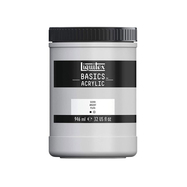Peinture Acrylique en pot Argent 946ml - Liquitex Basics | Artmania