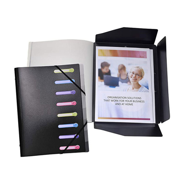 Trieur 8 compartiments 3 rabats + pochette intérieure couleurs assorties- Exacompta