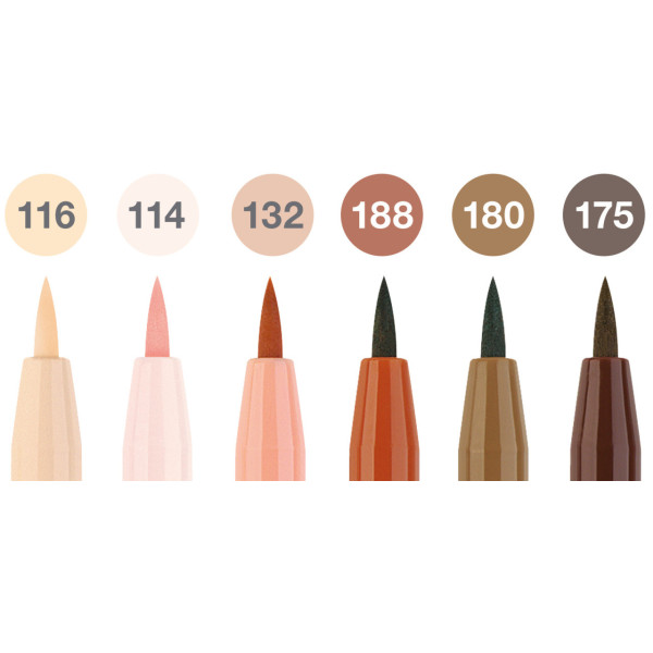 6 feutres à dessin - Pointe pinceau - Assortiment tons clairs - Pitt Artist - Faber-Castell