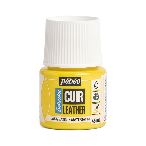 photo - Peinture pour cuir et simili - Jaune vif - Setacolor Cuir - Pébéo - 45ml