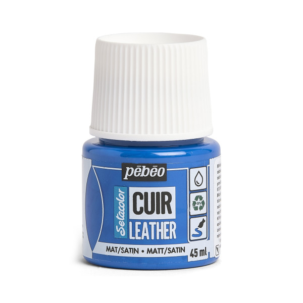 photo - Peinture pour cuir et simili - Bleu océan - Setacolor Cuir - Pébéo - 45ml