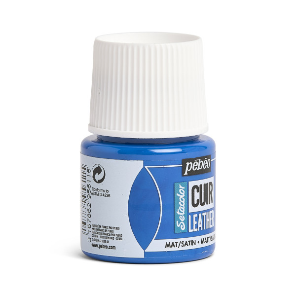 Peinture pour cuir et simili - Bleu océan - Setacolor Cuir - Pébéo - 45ml