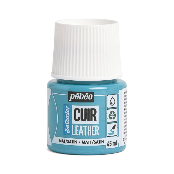 photo - Peinture pour cuir et simili - Bleu turquoise - Setacolor Cuir - Pébéo - 45ml