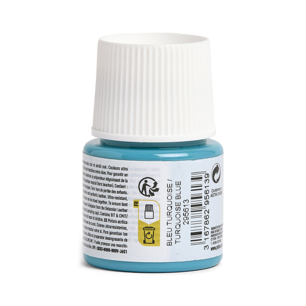 Peinture pour cuir et simili - Bleu turquoise - Setacolor Cuir - Pébéo - 45ml