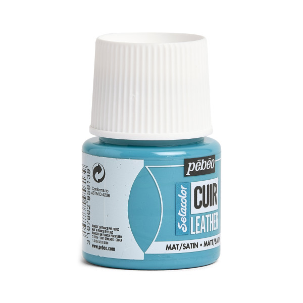 Peinture pour cuir et simili - Bleu turquoise - Setacolor Cuir - Pébéo - 45ml