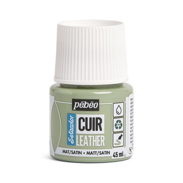 photo - Peinture pour cuir et simili - Vert sauge - Setacolor Cuir - Pébéo - 45ml