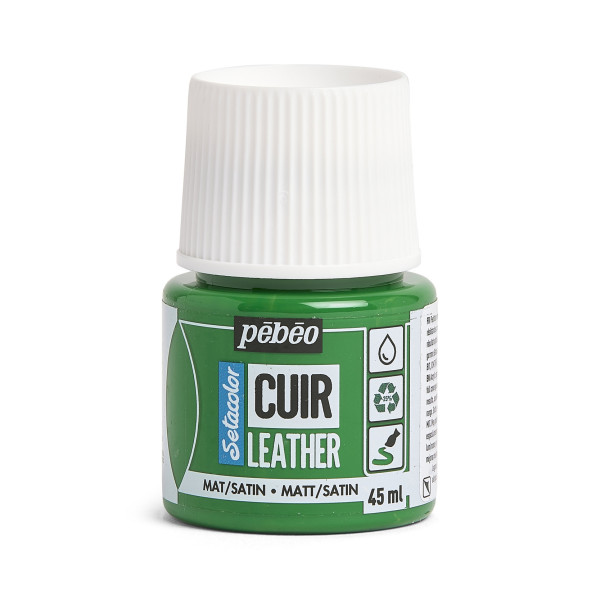 Peinture pour cuir et simili - Vert cactus - Setacolor Cuir - Pébéo - 45ml