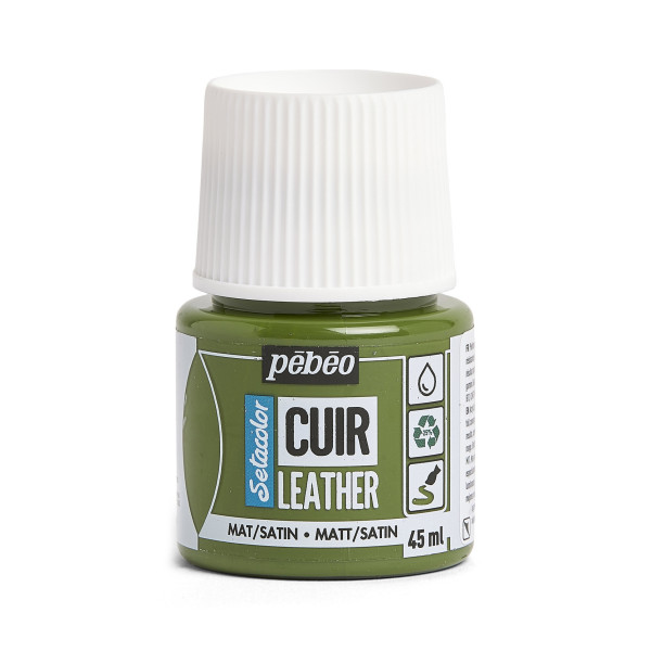 photo - Peinture pour cuir et simili - Vert kaki - Setacolor Cuir - Pébéo - 45ml