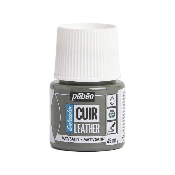 photo - Peinture pour cuir et simili - Gris béton - Setacolor Cuir - Pébéo - 45ml