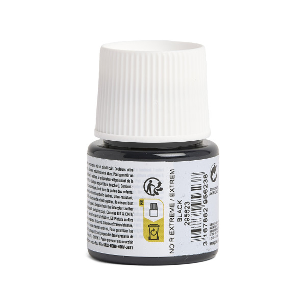Peinture pour cuir et simili - Noir extrême - Setacolor Cuir - Pébéo - 45ml