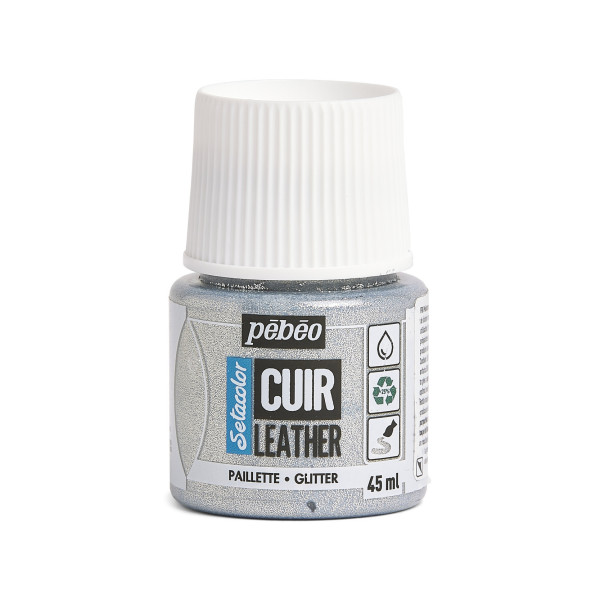 photo - Peinture pour cuir et simili - Paillette argent - Setacolor Cuir - Pébéo - 45ml