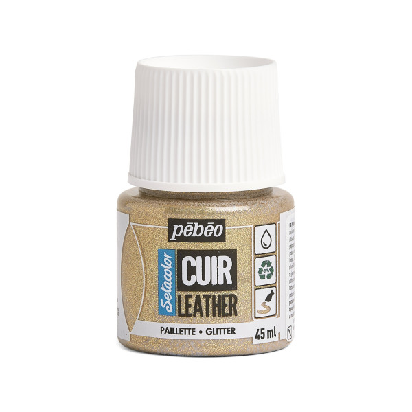 photo - Peinture pour cuir et simili - Paillette or - Setacolor Cuir - Pébéo - 45ml
