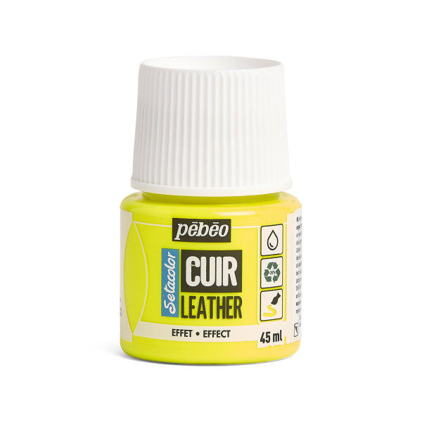 photo - Peinture pour cuir et simili - Jaune fluo - Setacolor Cuir - Pébéo - 45ml