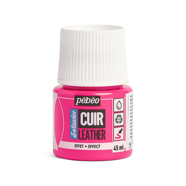 photo - Peinture pour cuir et simili - Rose fluo - Setacolor Cuir - Pébéo - 45ml