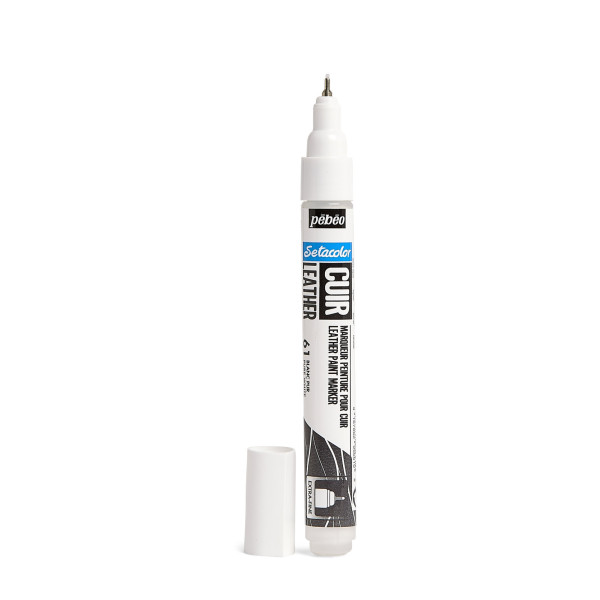 Marqueur - Blanc pur - Pour cuir et simili - Setacolor Cuir - Pointe extra-fine