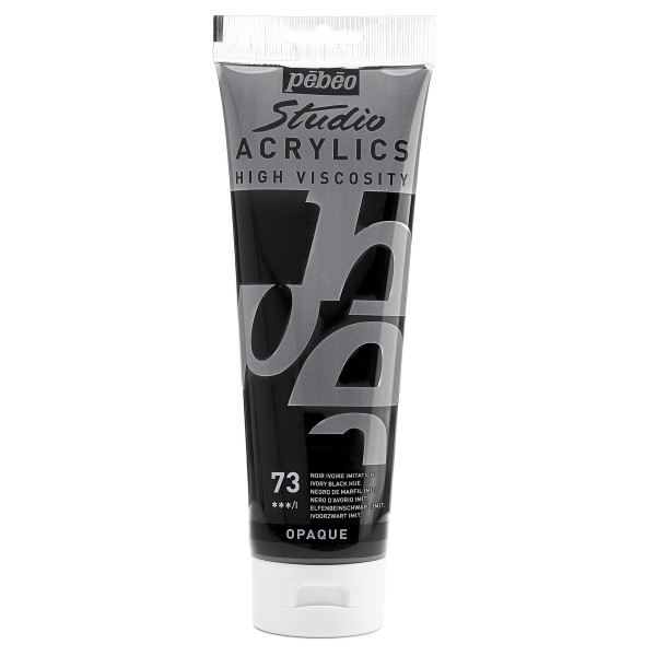 photo - Peinture acrylique - Noir Ivoire - 73 - Pébéo Studio - Tube de 250 ml