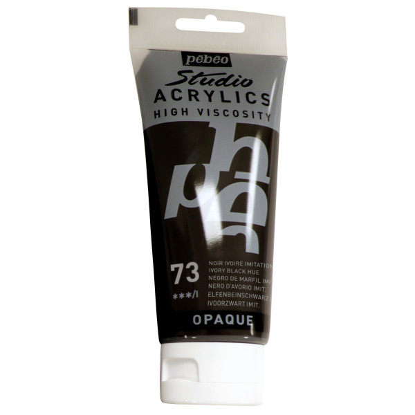 photo - Tube de peinture acrylique - Noir ivoire imitation - Pébéo - Studio - 100 ml